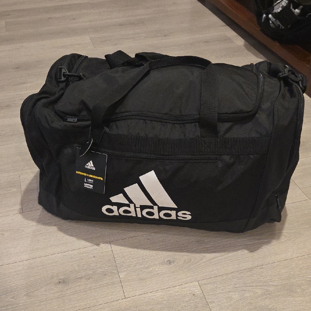adidas Black Duffel Bag with White Logo
